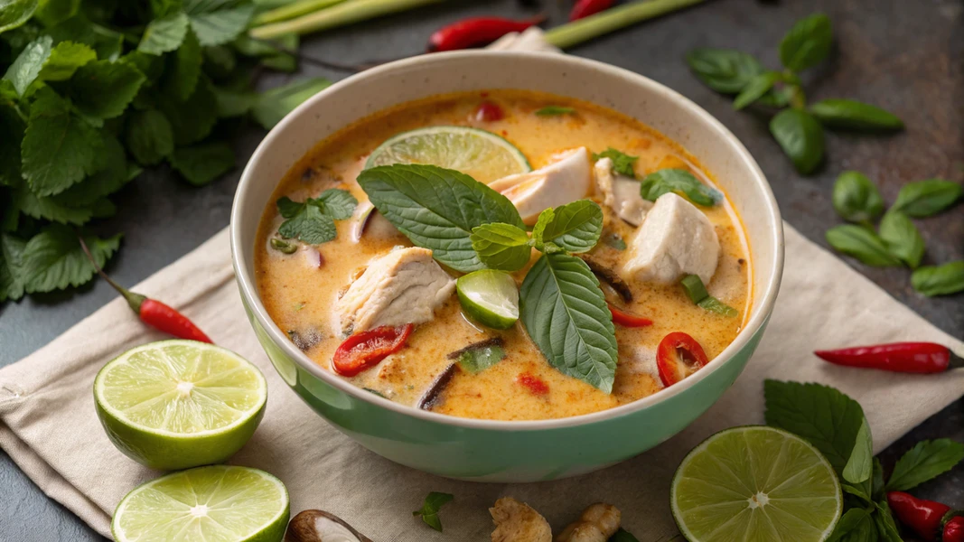 טום קה גאי - מתכון למרק קוקוס תאילנדי עם עוף וטעמים מעודנים