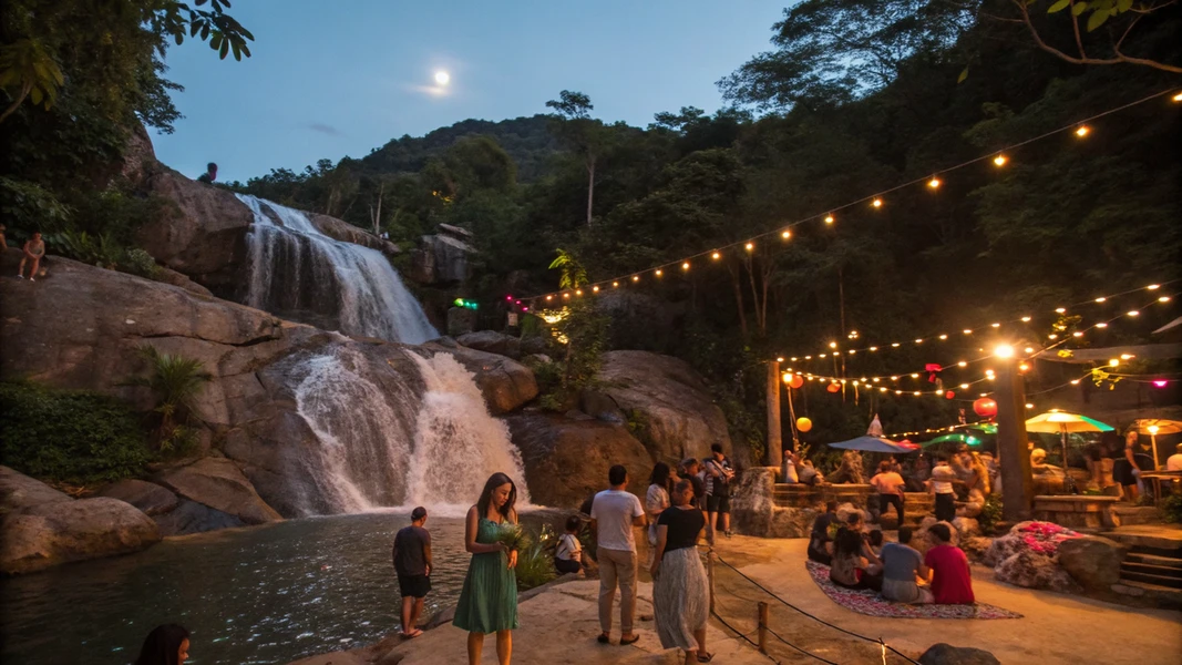 Waterfall Party בקופנגן – מסיבת טרום-פול מון קסומה לצד מפל